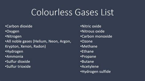 colourless gas|Colorless Gases List, Examples